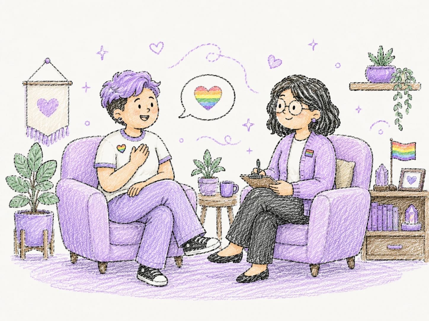 Queer Affirming therapy illustration
